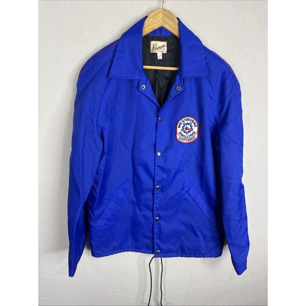 Vintage Reynolds Coach Jacket Blue Westburne Drilling Men M Oil Gas